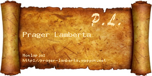 Prager Lamberta névjegykártya